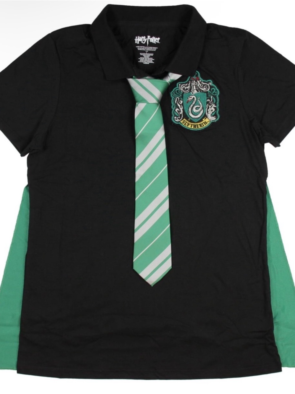 Warner Bros. Kids Slytherin Polo with Green Striped Tie